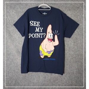 Universal Studios Men T Shirt L Spongebob Patrick See My Point Graphic Short Slv